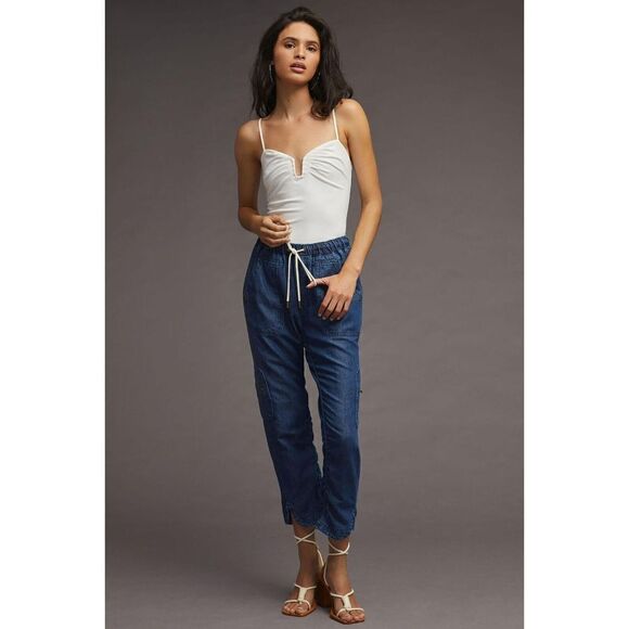 Anthropologie PILCRO Cottage Utility Jeans Drawstring Waist Pull-onPants Sz XL - Picture 2 of 9